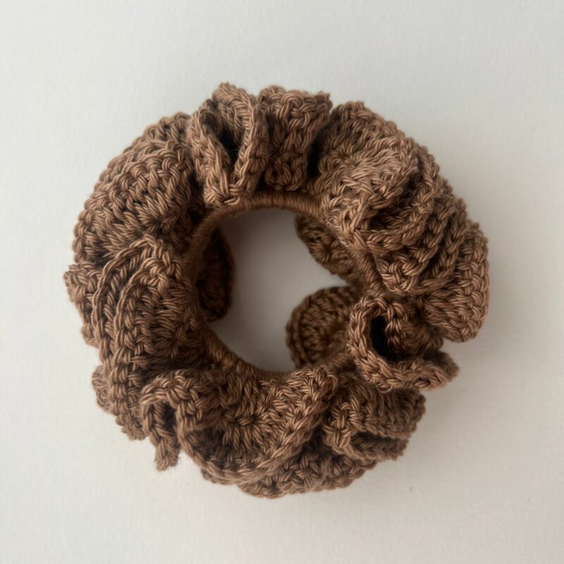 Chouchou en coton mercerisé marron