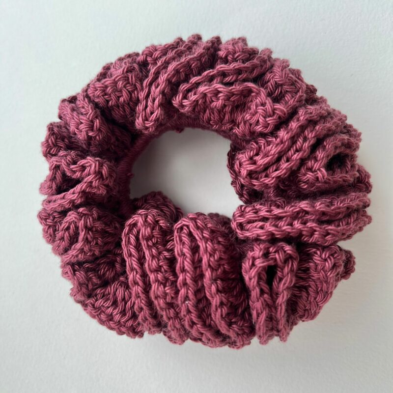 Chouchou en coton mercerisé prune foncé